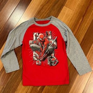 Marvel Boys Sz 7 Tall Red & Gray  Spiderman Long Sleeve Shirt - Like New! 🕸️❤️